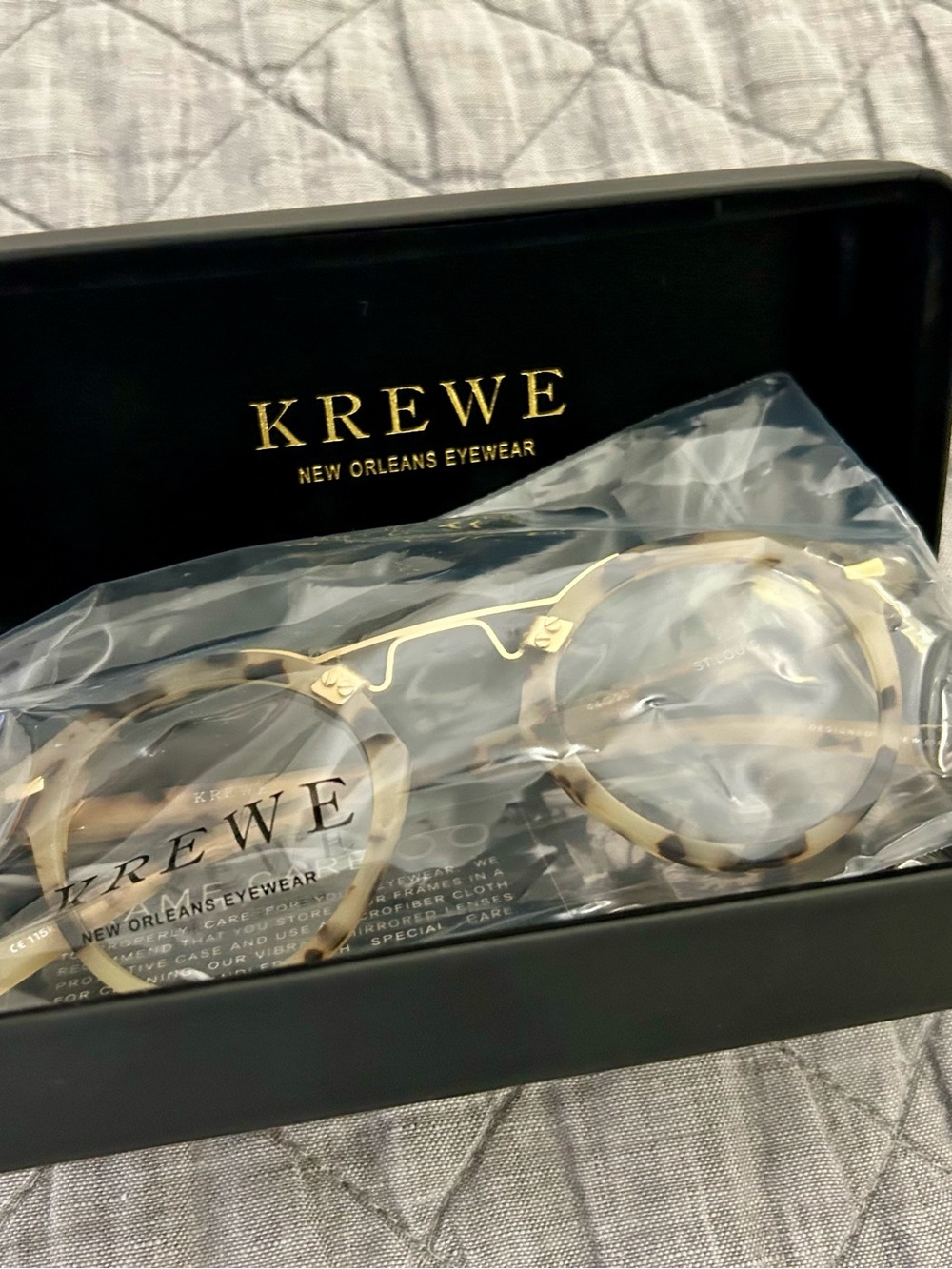 NEW KREWE St. Louis Unisex Eyeglass Frames 44□23 Blonde Tortoise Gold w/Case - Picture 3 of 14
